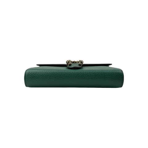 Gucci Green Pebbled Leather Dionysus Mini Wallet on Chain Bag