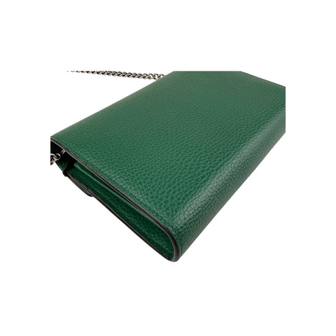 Gucci Green Pebbled Leather Dionysus Mini Wallet on Chain Bag