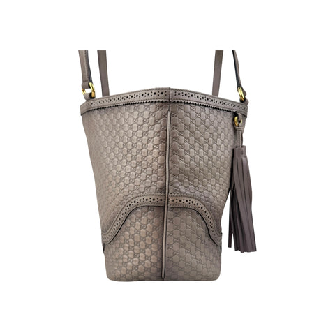 Gucci Grey Microguccissima Brogue Leather Large Duilio Tote Bag