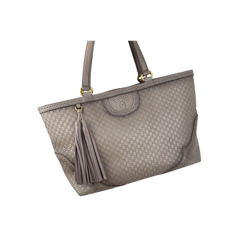 Gucci Grey Microguccissima Brogue Leather Large Duilio Tote Bag