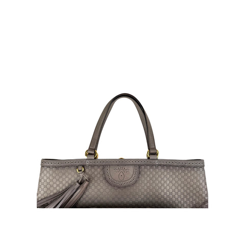 Gucci Grey Microguccissima Brogue Leather Large Duilio Tote Bag