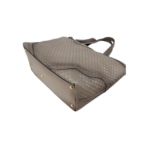 Gucci Grey Microguccissima Brogue Leather Large Duilio Tote Bag