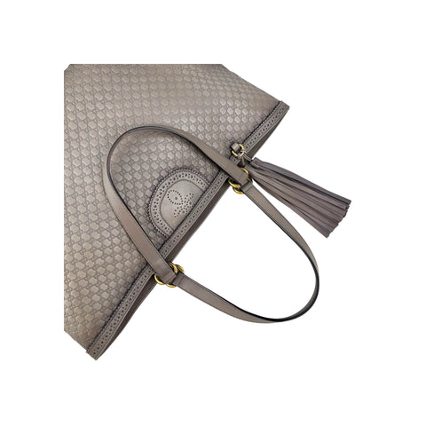 Gucci Grey Microguccissima Brogue Leather Large Duilio Tote Bag