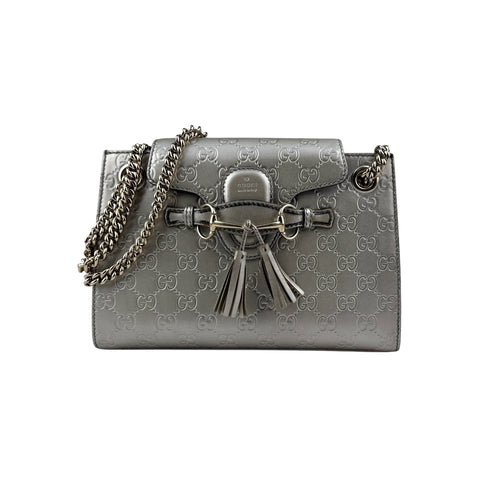 Gucci Guccissima Patent Leather Emily Original Chain Large Shoulder Bag