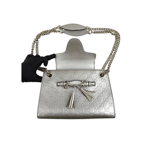 Gucci Guccissima Patent Leather Emily Original Chain Large Shoulder Bag