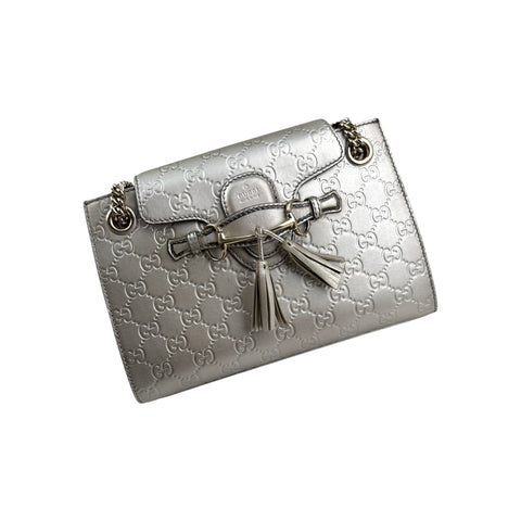 Gucci Guccissima Patent Leather Emily Original Chain Large Shoulder Bag