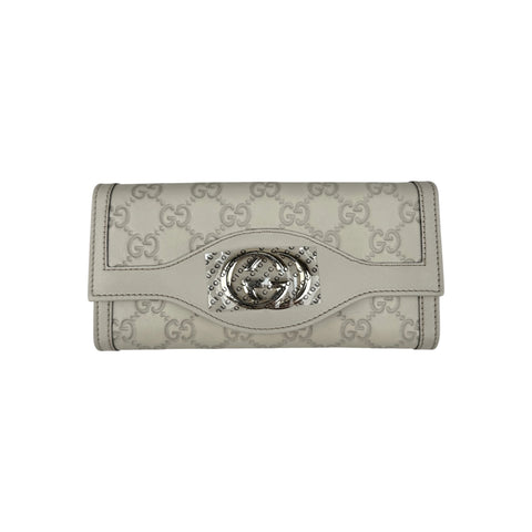 Gucci Guccissima Sukey Continental Wallet Off White