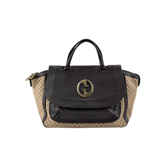 Gucci Handbag 1973 Diamond Tote Beige Diamond Canvas