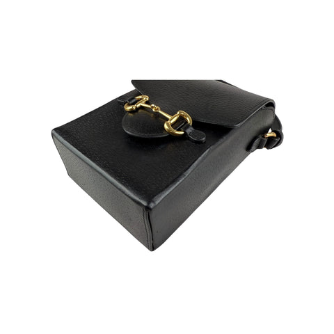 Gucci Black Leather Horsebit 1955 Vertical Mini Shoulder Crossbody Bag