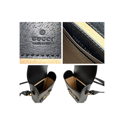 Gucci Black Leather Horsebit 1955 Vertical Mini Shoulder Crossbody Bag