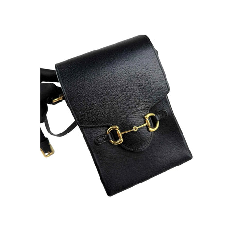 Gucci Black Leather Horsebit 1955 Vertical Mini Shoulder Crossbody Bag