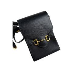 Gucci Black Leather Horsebit 1955 Vertical Mini Shoulder Crossbody Bag