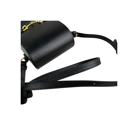 Gucci Black Leather Horsebit 1955 Vertical Mini Shoulder Crossbody Bag