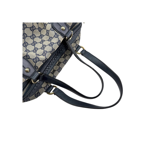 Gucci Navy Cloth and Leather Brick Lane Boston Bag