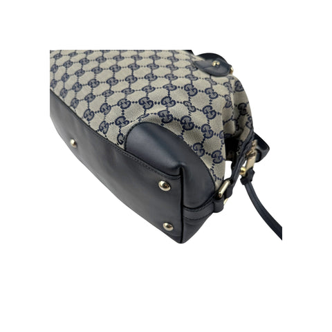 Gucci Navy Cloth and Leather Brick Lane Boston Bag