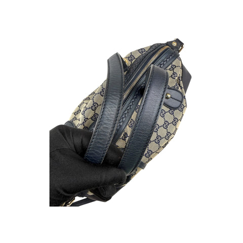 Gucci Navy Cloth and Leather Brick Lane Boston Bag