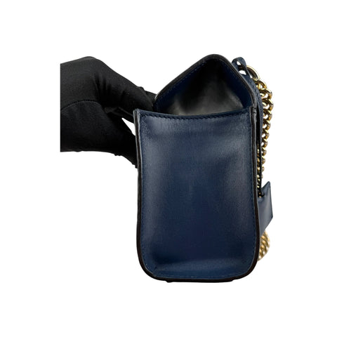 Gucci Navy Guccissima Leather Padlock Shoulder Bag