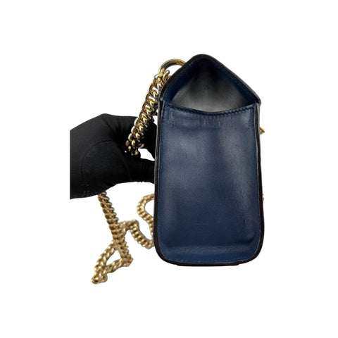 Gucci Navy Guccissima Leather Padlock Shoulder Bag