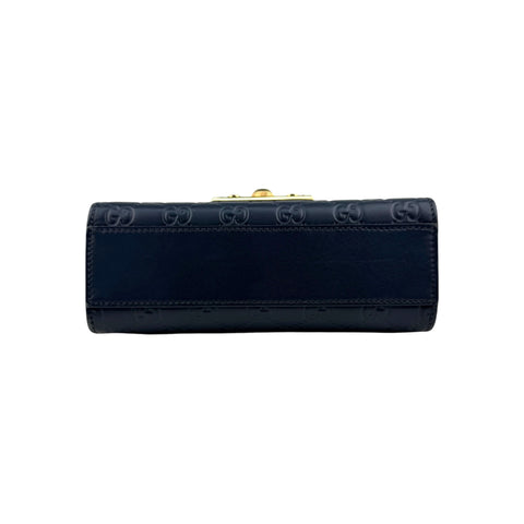 Gucci Navy Guccissima Leather Padlock Shoulder Bag
