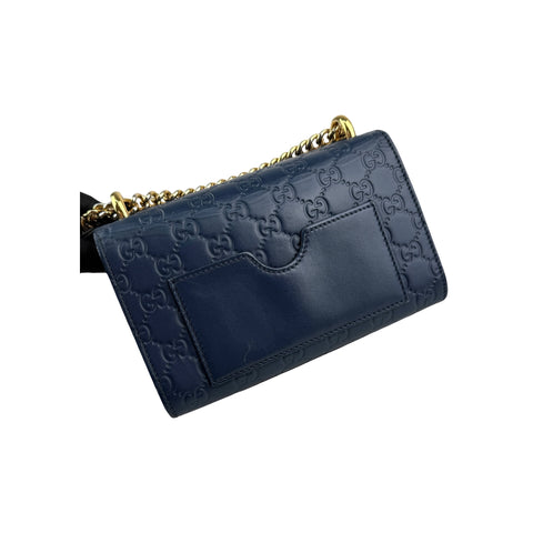 Gucci Navy Guccissima Leather Padlock Shoulder Bag