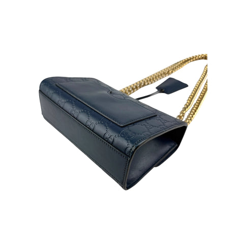 Gucci Navy Guccissima Leather Padlock Shoulder Bag