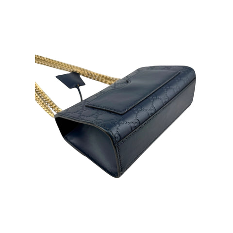 Gucci Navy Guccissima Leather Padlock Shoulder Bag