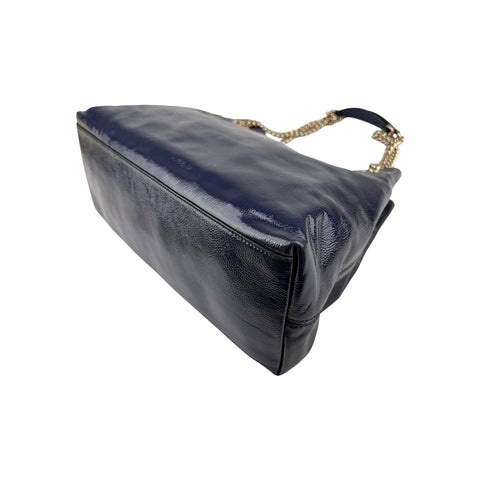Gucci Navy Patent Leather Soho Chain Tote Bag