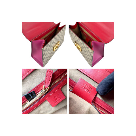 Gucci Padlock Top Handle Bag GG Coated Canvas and Leather satchel