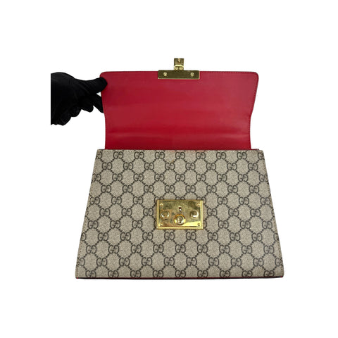 Gucci Padlock Top Handle Bag GG Coated Canvas and Leather satchel