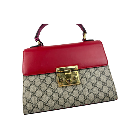 Gucci Padlock Top Handle Bag GG Coated Canvas and Leather satchel