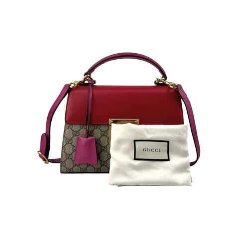 Gucci Padlock Top Handle Bag GG Coated Canvas and Leather satchel