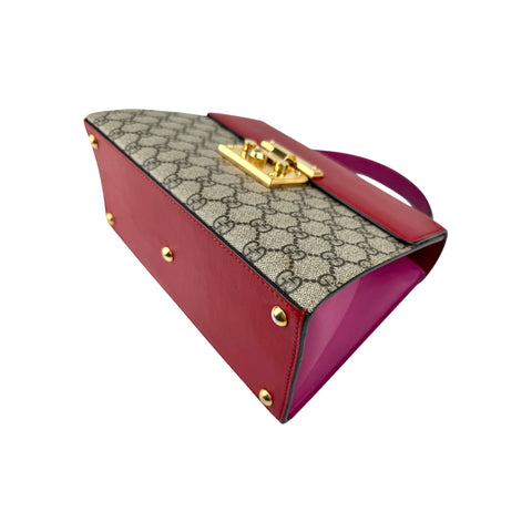 Gucci Padlock Top Handle Bag GG Coated Canvas and Leather satchel