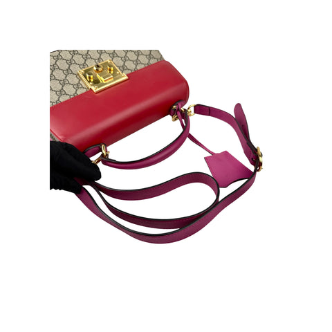 Gucci Padlock Top Handle Bag GG Coated Canvas and Leather satchel