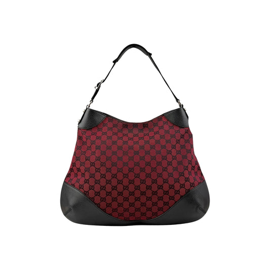 Gucci Red/Black GG Canvas Hobo Bag