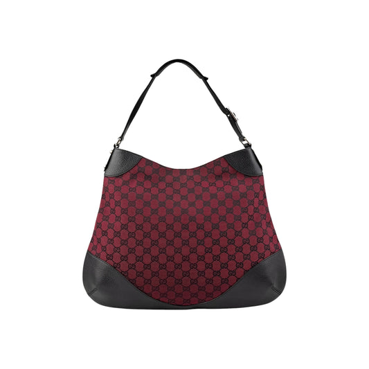 Gucci Red/Black GG Canvas Hobo Bag