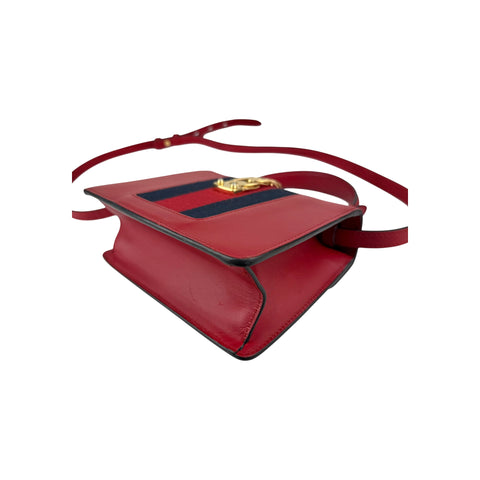 Gucci Red Calfskin Leather Small Sylvie Shoulder Bag