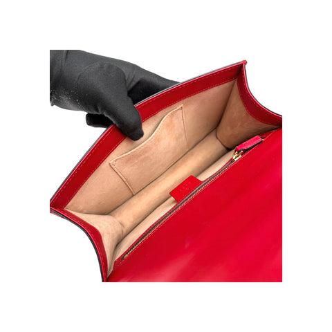 Gucci Red Calfskin Leather Sylvie Shoulder Bag