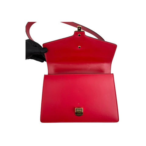 Gucci Red Calfskin Leather Sylvie Shoulder Bag