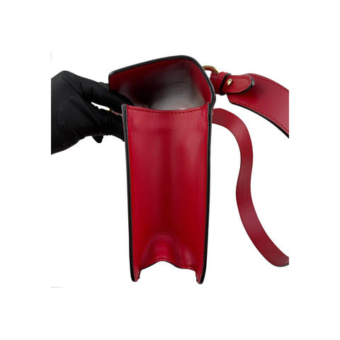 Gucci Red Calfskin Leather Sylvie Shoulder Bag