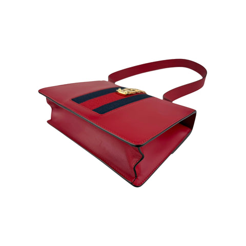 Gucci Red Calfskin Leather Sylvie Shoulder Bag