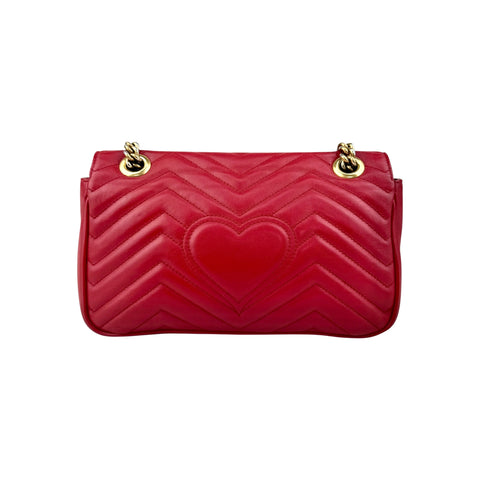 Gucci Red GG Marmont Matelasse Shoulder Bag Leather