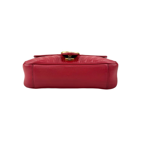 Gucci Red GG Marmont Matelasse Shoulder Bag Leather