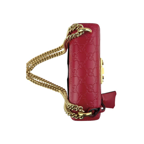Gucci Red Guccissima Leather Padlock Shoulder Bag