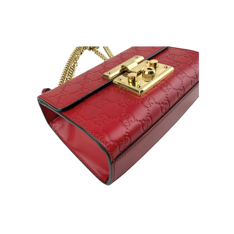 Gucci Red Guccissima Leather Padlock Shoulder Bag