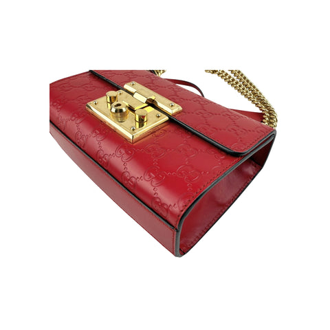 Gucci Red Guccissima Leather Padlock Shoulder Bag