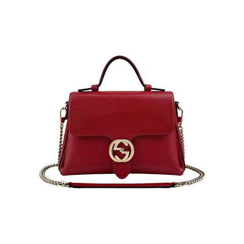 Gucci Red Interlocking Leather Handbag