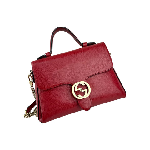 Gucci Red Interlocking Leather Handbag