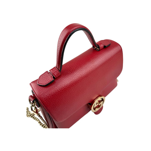 Gucci Red Interlocking Leather Handbag