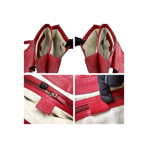 Gucci Red Leather Animalier Flap Shoulder Bag