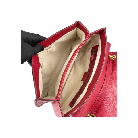 Gucci Red Leather Animalier Flap Shoulder Bag